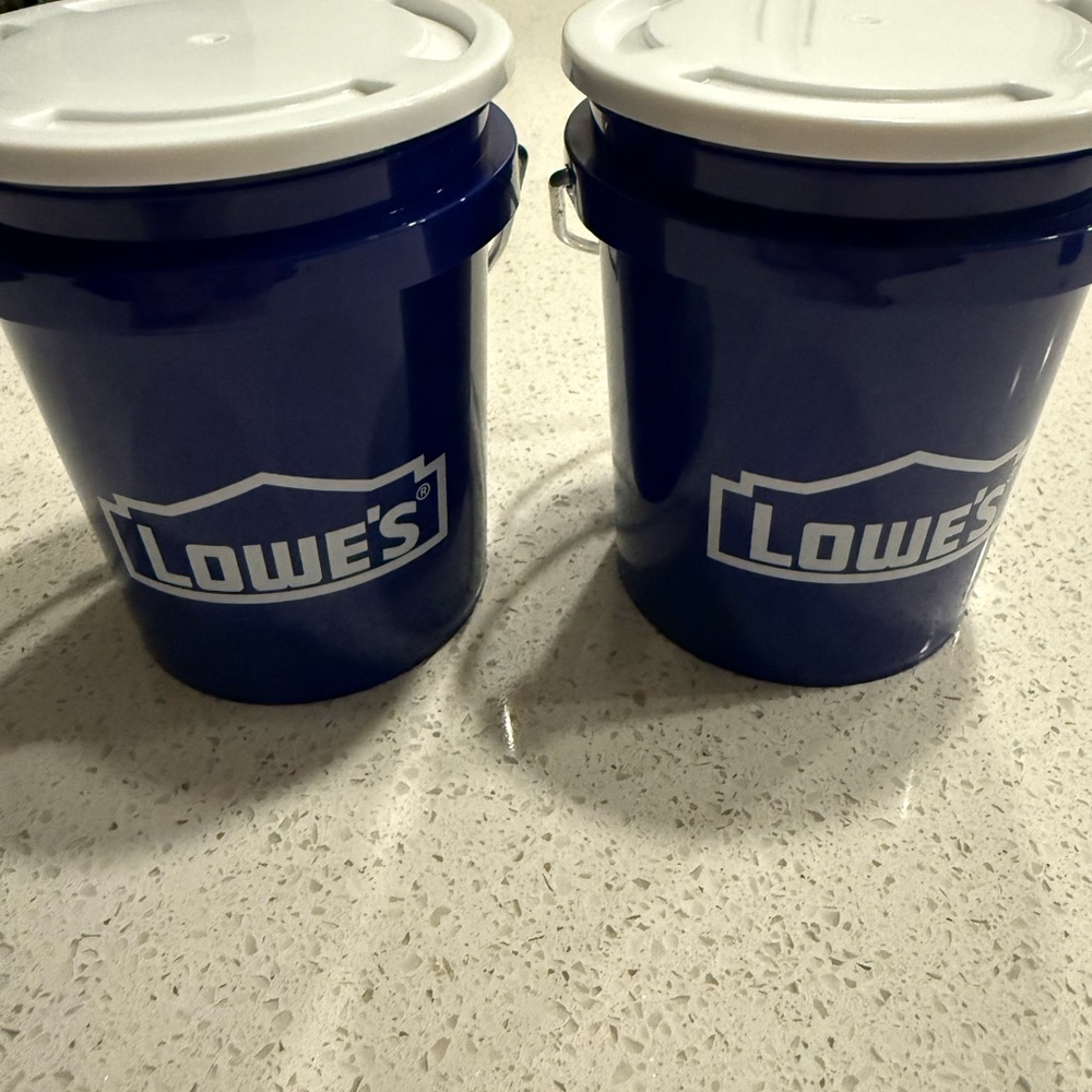 Lowe's mini Blue Buckets with Lids